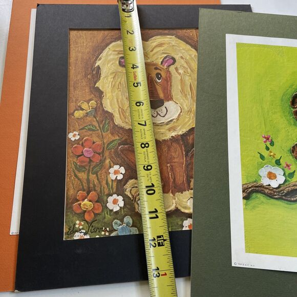 Edna Vierra Print Lot Lion Owl Elephant 1970s Kitsch Retro Decor - Picture 10 of 11